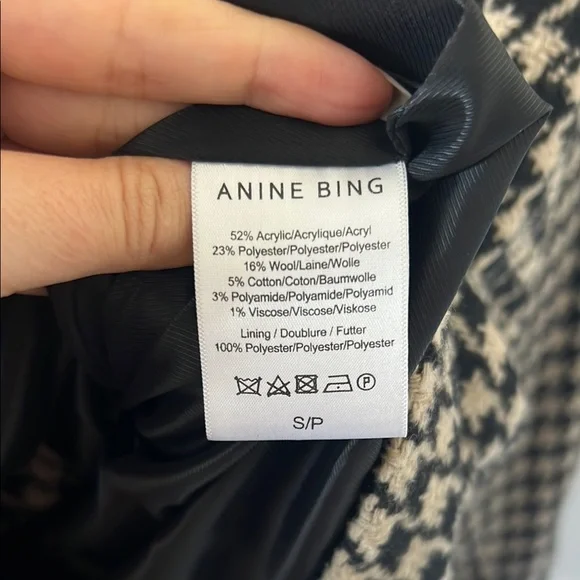 Anine Bing Tan and Black Blazer Classic Houndstooth